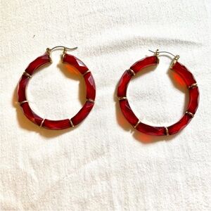 Ruby red cateye gel style earrings